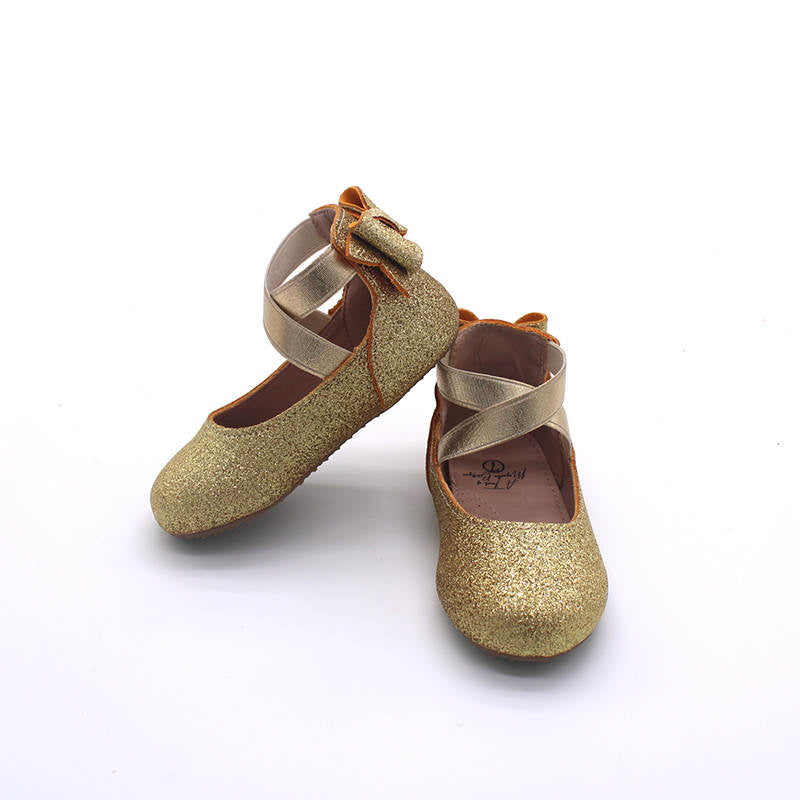 Kennedy Bow Back Ballets-Gold Glitter A Touch of Magnolia Boutique