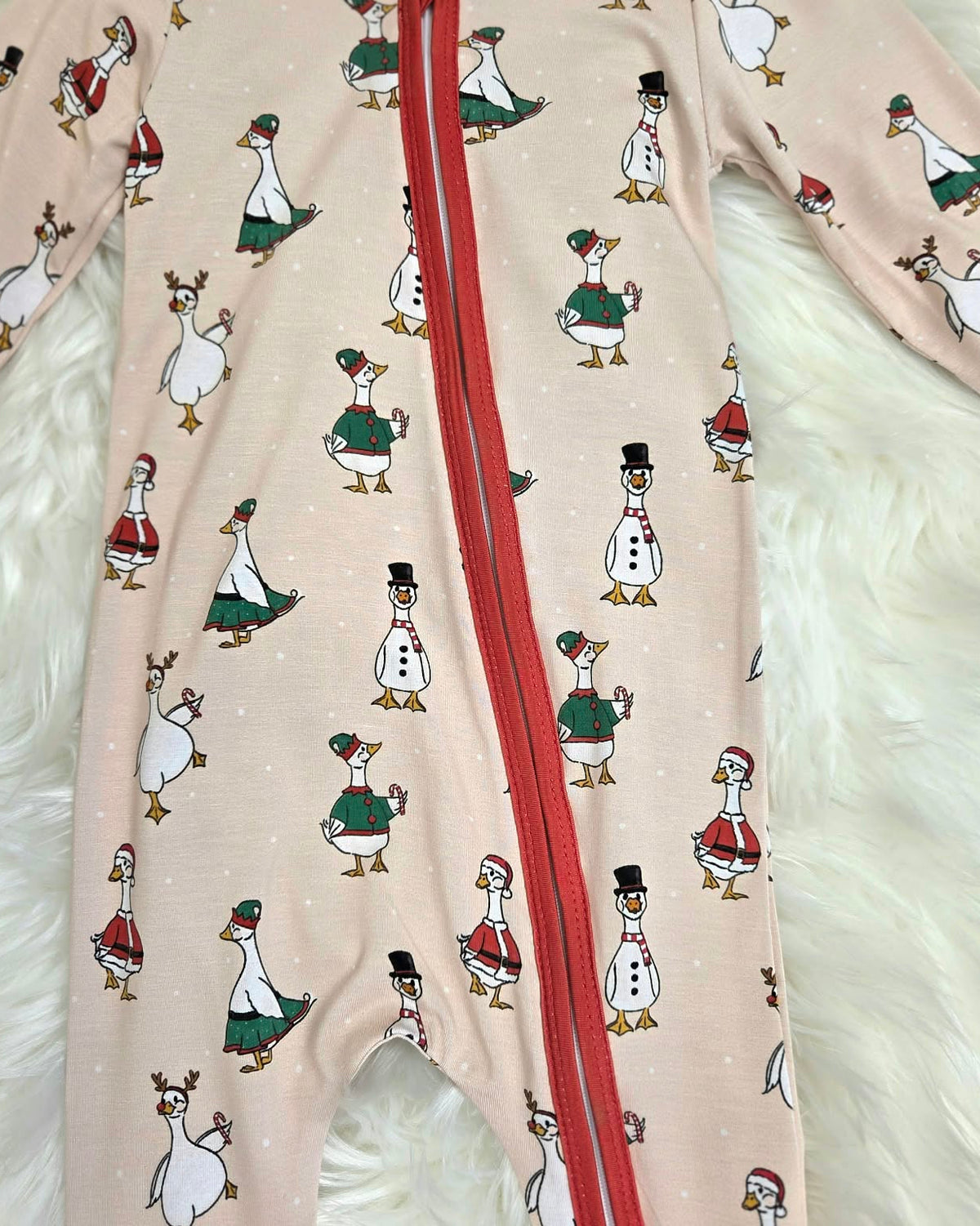 Bamboo Merry & Bright Christmas Goose Baby Zipper Romper & Sleeper A Touch of Magnolia Boutique
