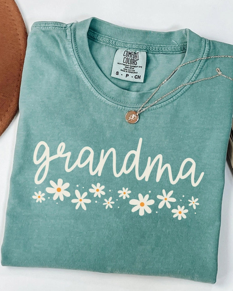 Grandma Light Green T Shirt with Daisies A Touch of Magnolia Boutique
