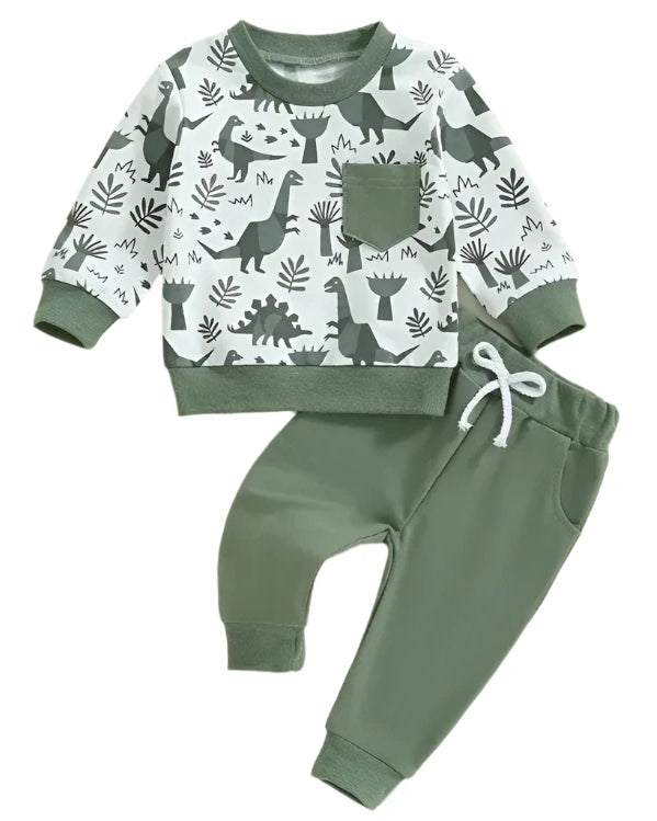Green Dinosaur Jogger Set A Touch of Magnolia Boutique