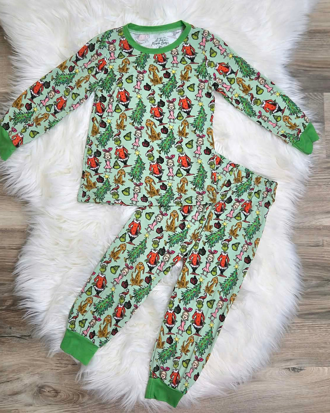 Bamboo Merry Mischief Green Guy Two-Piece Pajama Set A Touch of Magnolia Boutique