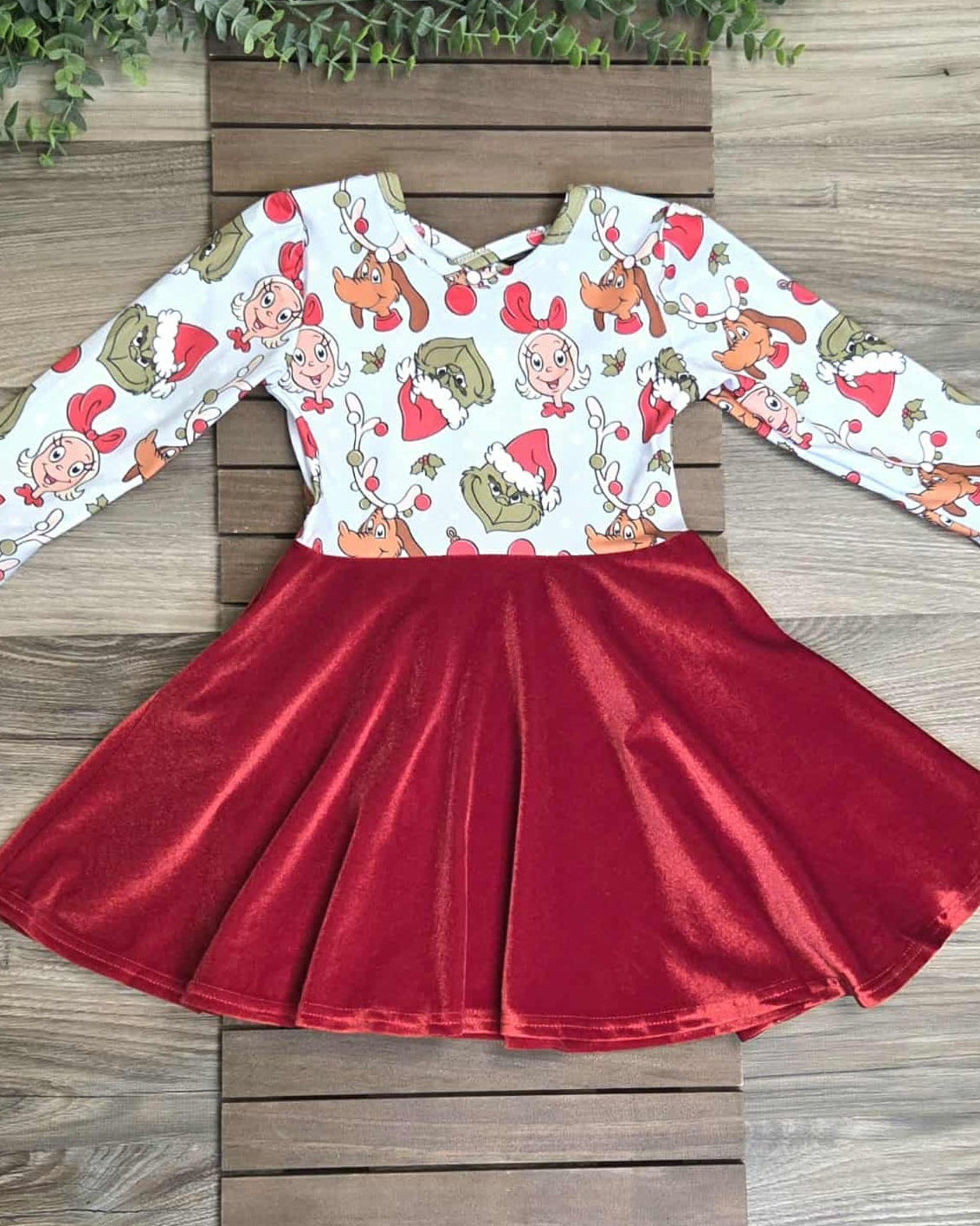 Green Guy, Max and Cindy Print with Red Velvet Dress A Touch of Magnolia Boutique