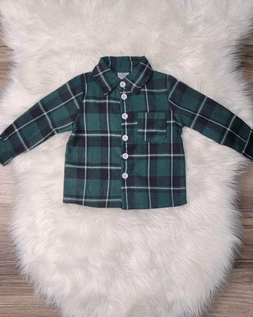 Boys Green Plaid Flannel Top A Touch of Magnolia Boutique