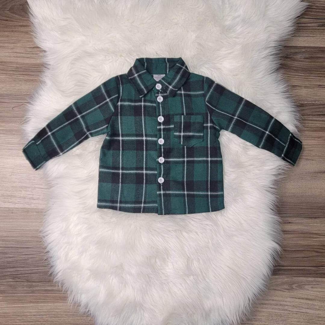 Boys Green Plaid Flannel Top A Touch of Magnolia Boutique
