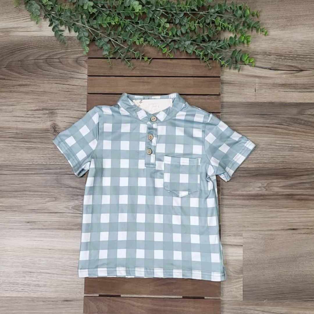 Boys Green Plaid Top A Touch of Magnolia Boutique