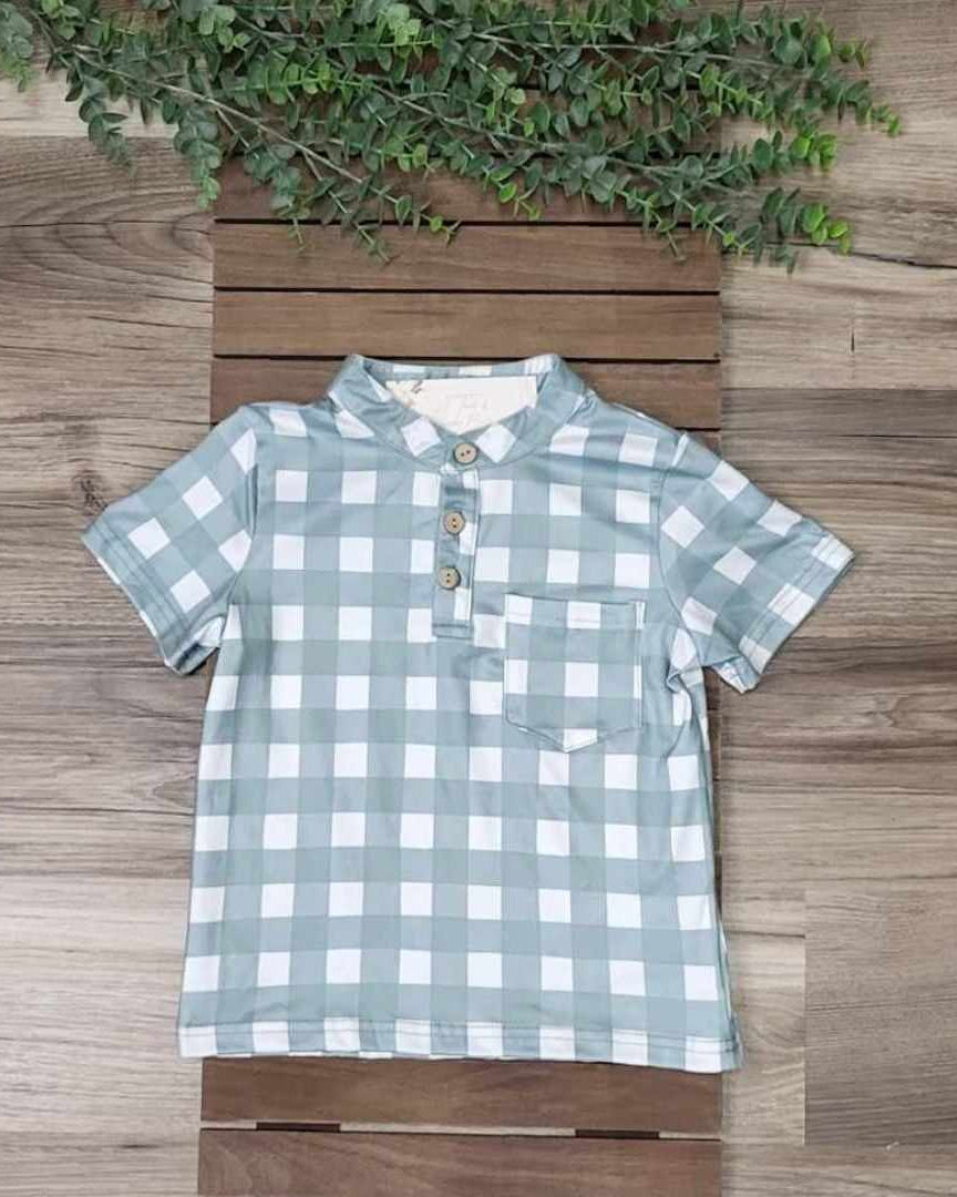Boys Green Plaid Top A Touch of Magnolia Boutique