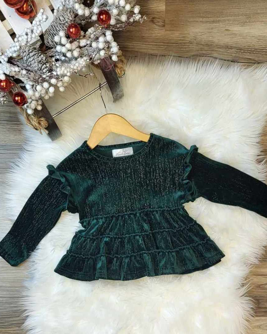 Green Shimmer Velvet Top  A Touch of Magnolia Boutique   