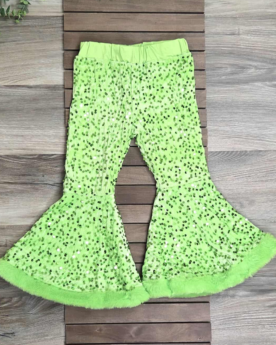 Green Sequin Bells with Fur Trim A Touch of Magnolia Boutique