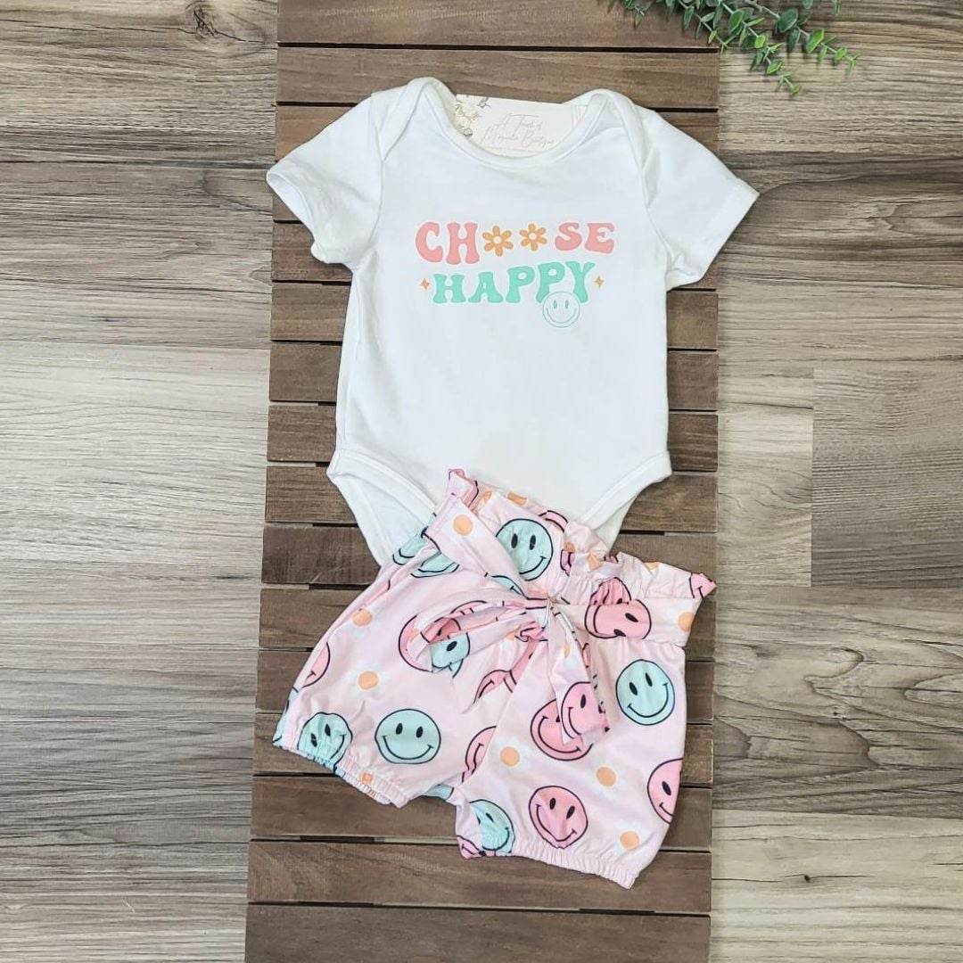 Baby Girl Smiley Choose Happy Shorts Set A Touch of Magnolia Boutique