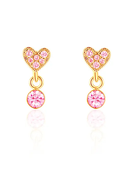 Little Luxe Drop Earrings | Heart with Pink Cubic Zirconia A Touch of Magnolia Boutique