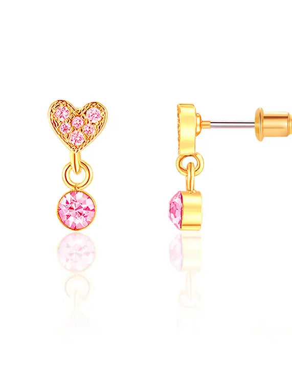 Little Luxe Drop Earrings | Heart with Pink Cubic Zirconia A Touch of Magnolia Boutique