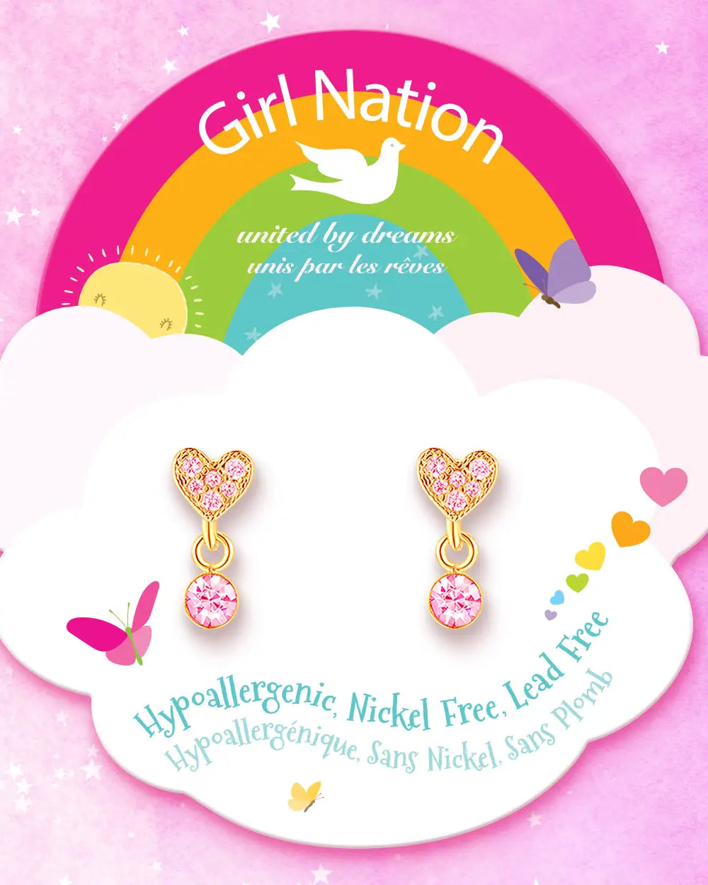 Little Luxe Drop Earrings | Heart with Pink Cubic Zirconia A Touch of Magnolia Boutique