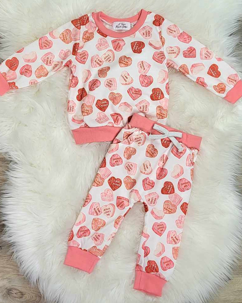 Hearts Baby Girl/Toddler Jogger Outfit Set A Touch of Magnolia Boutique
