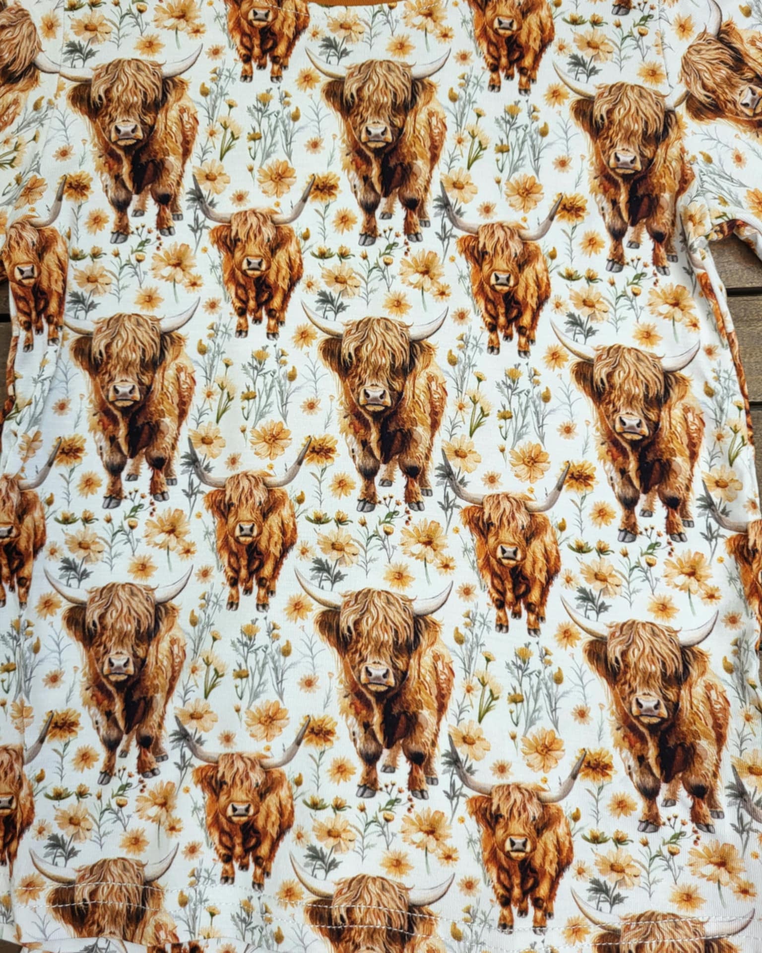 Bamboo Floral Highland Cow Print Two-Piece Pajama Set A Touch of Magnolia Boutique