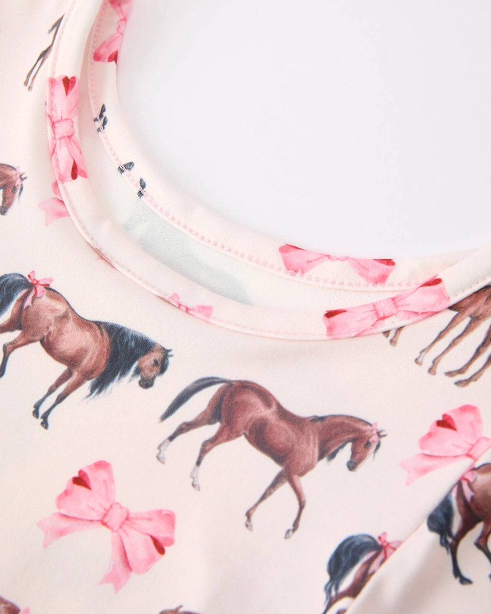 Pink Horses & Bows Short Sleeve Dress A Touch of Magnolia Boutique