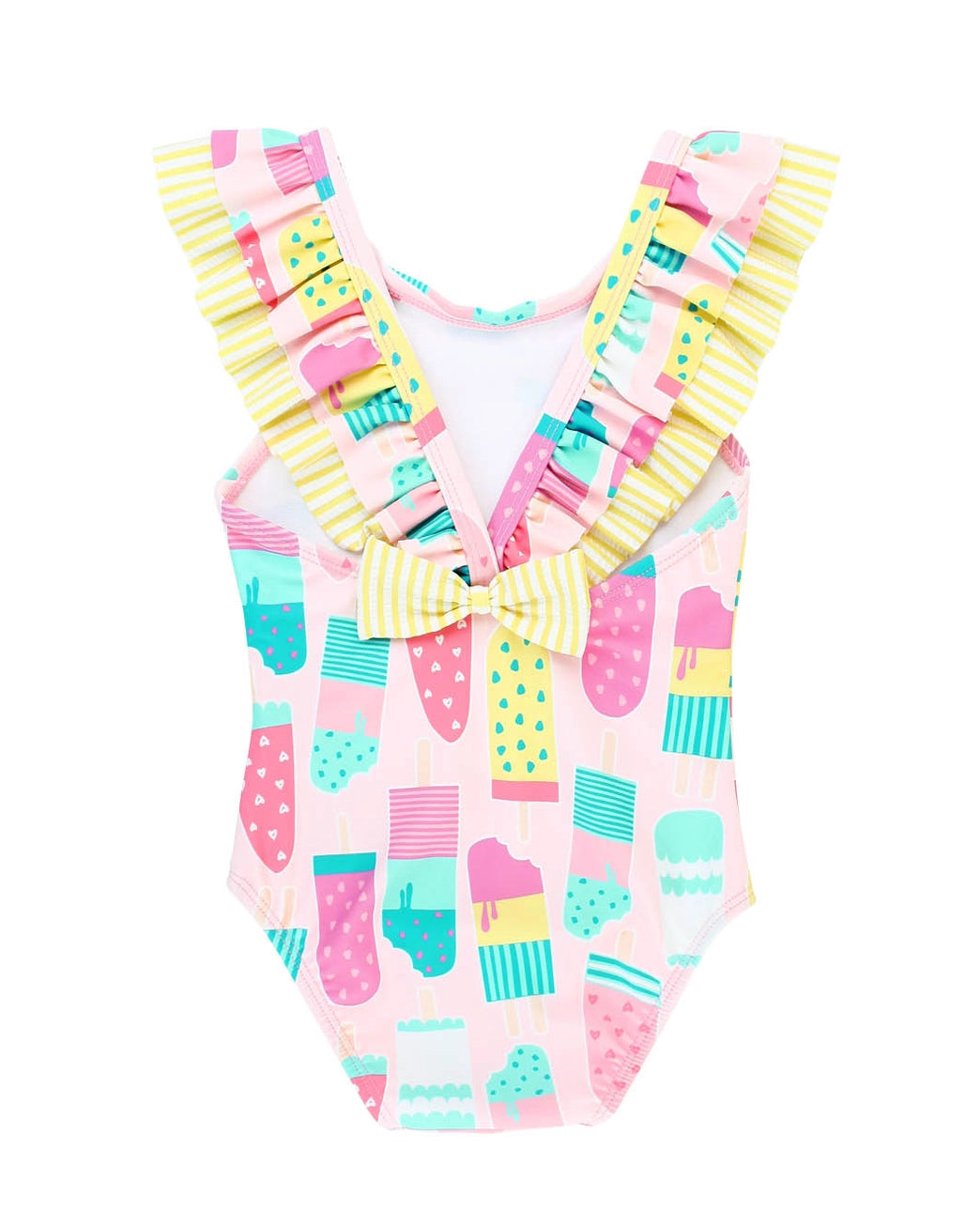 Girls Ice Cream Social Bow V-Back One Piece Swimsuit A Touch of Magnolia Boutique