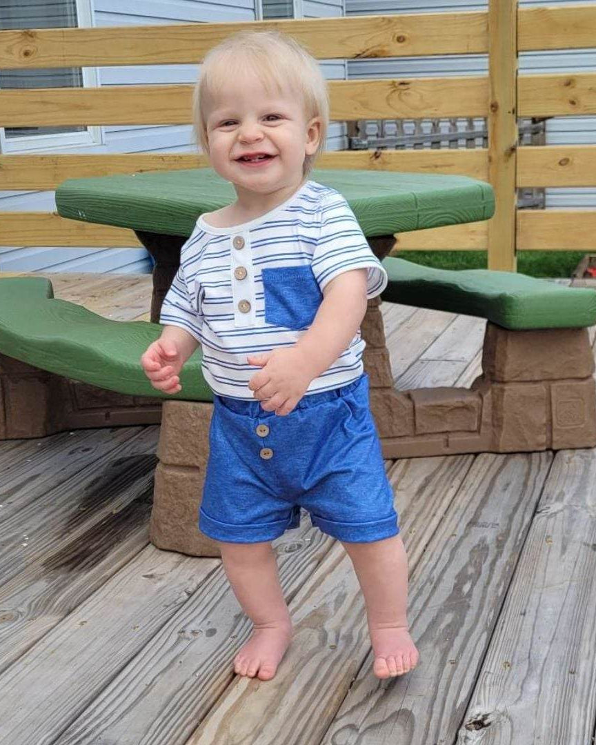 Baby Boy Striped Onesie and Shorts Set  A Touch of Magnolia Boutique   