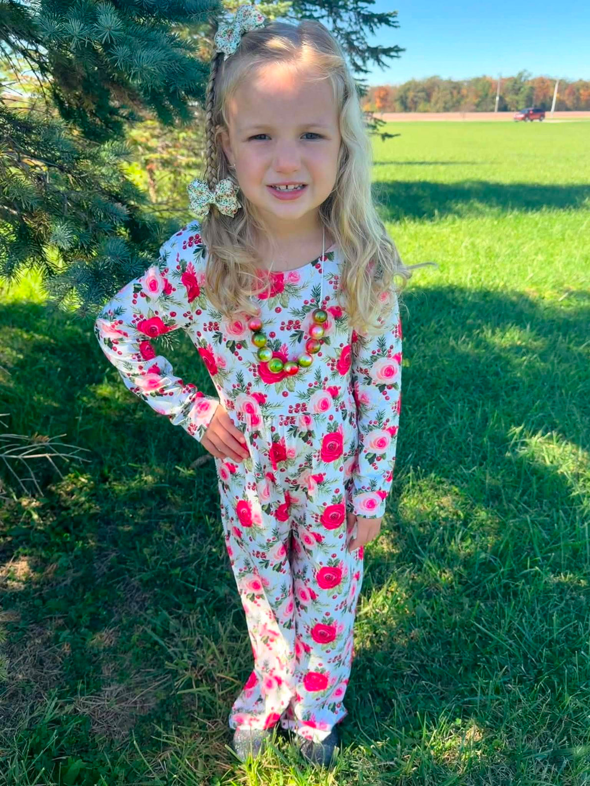 Holiday Rose Floral Wide Leg Jumpsuit A Touch of Magnolia Boutique