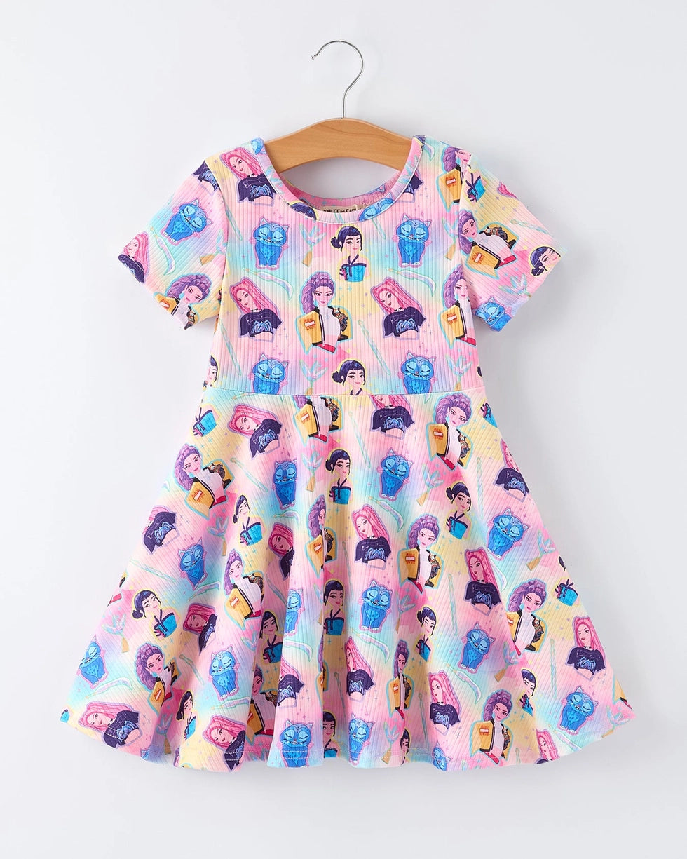 Pop Star Short Sleeve Twirl Dress A Touch of Magnolia Boutique