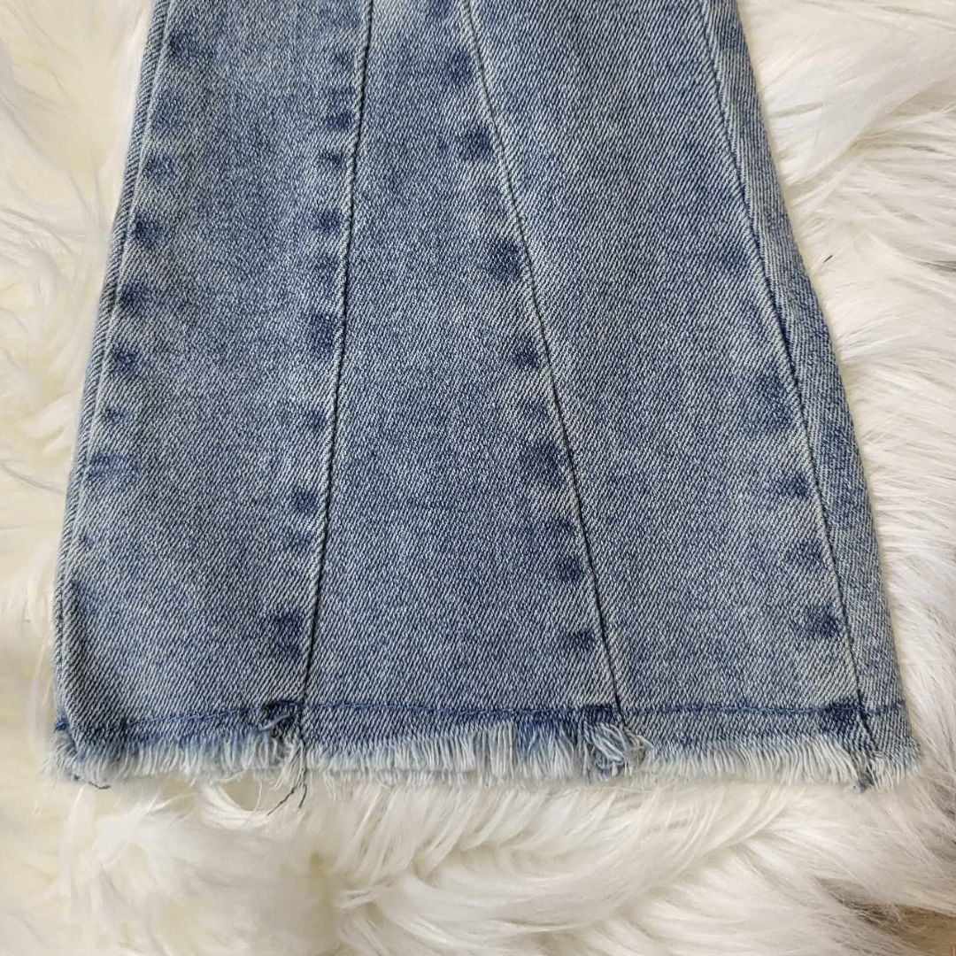 Light Wash Flare Denim Jeans with Raw Hemline A Touch of Magnolia Boutique