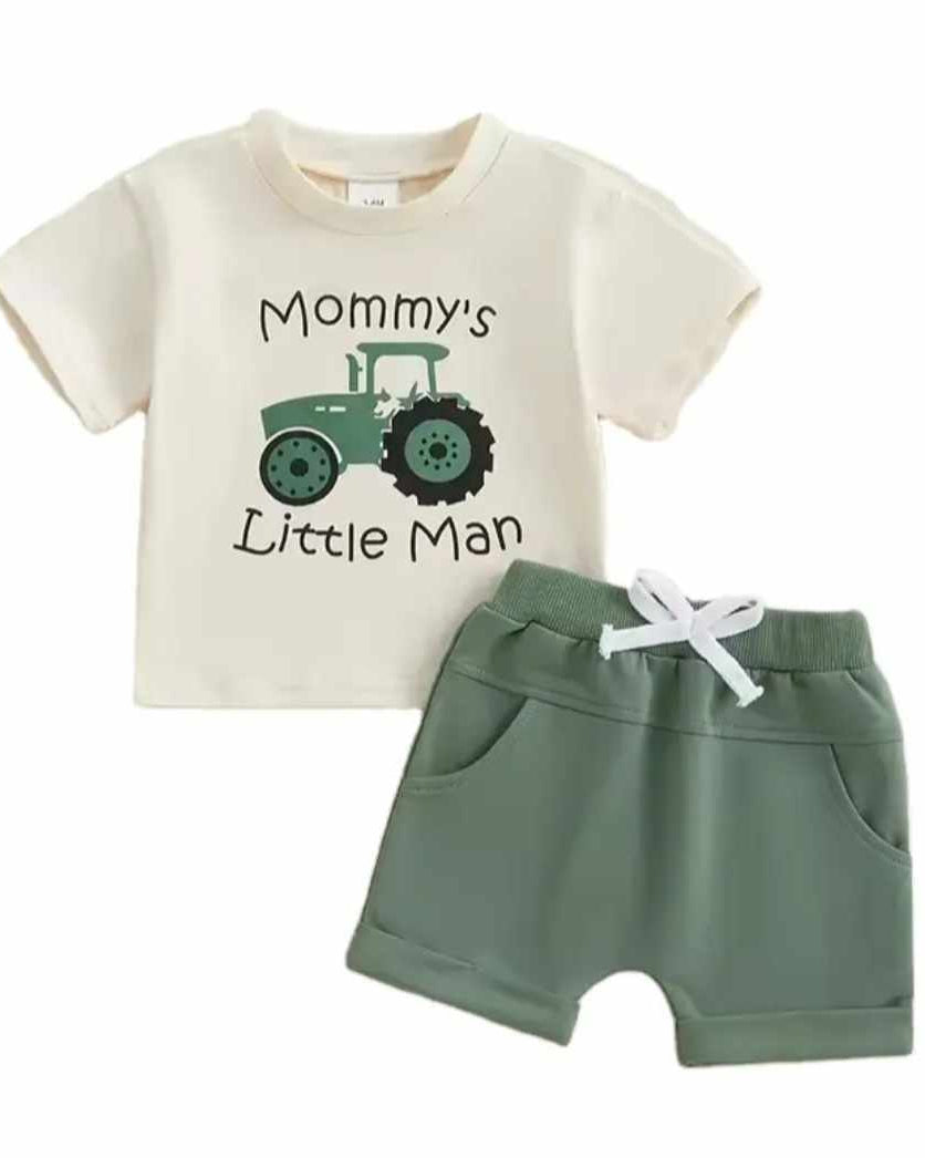 Mommy's Little Man Tractor Top & Shorts Outfit Set-Baby & Toddler Boys A Touch of Magnolia Boutique