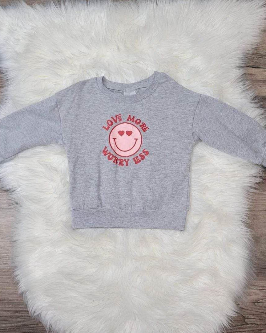 Grey Love More Worry Less Emoji Top A Touch of Magnolia Boutique