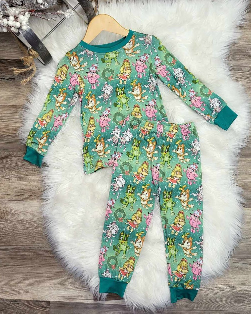 Bamboo Two-Piece Pajama Set-Christmas Character Mashup Print A Touch of Magnolia Boutique