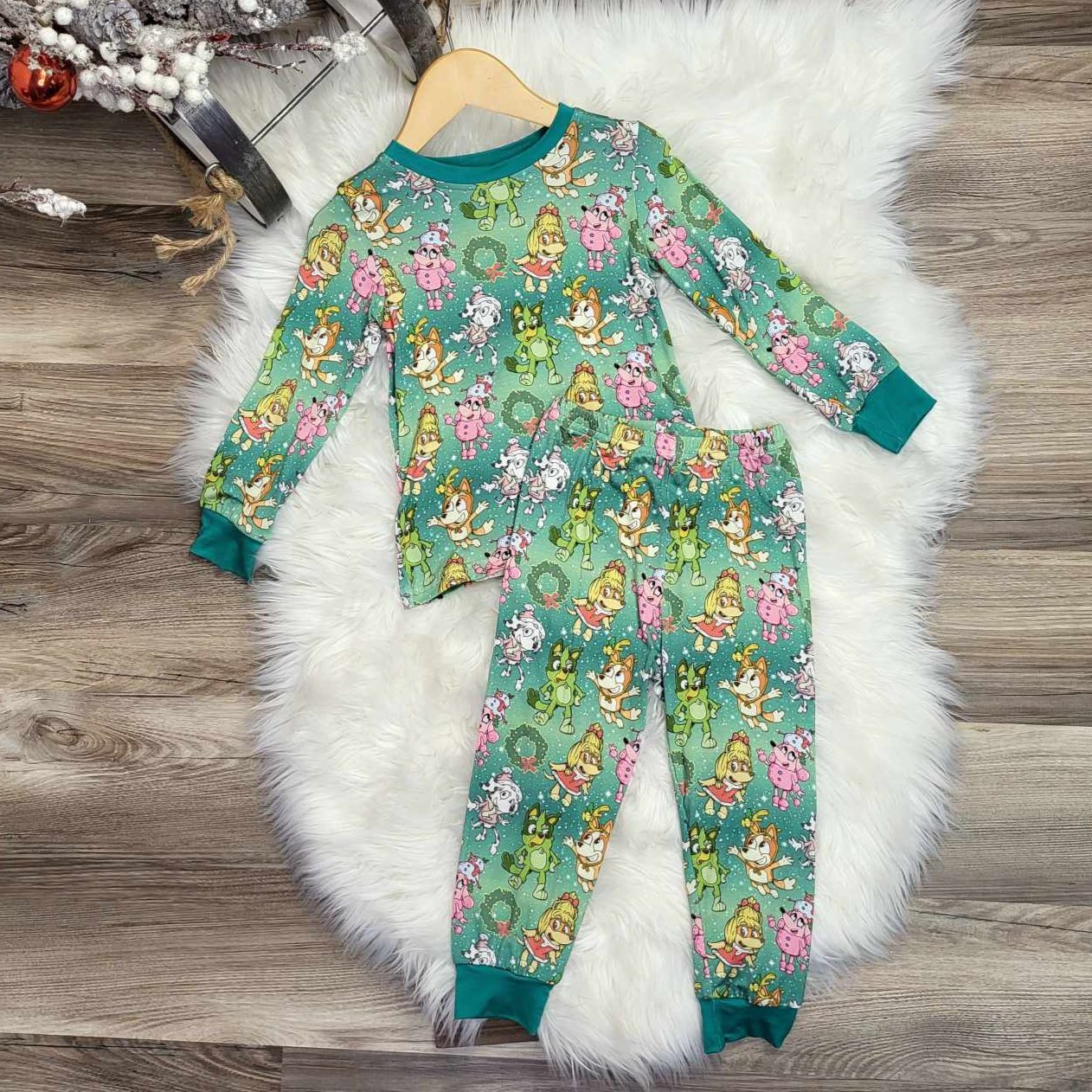 Bamboo Two-Piece Pajama Set-Christmas Character Mashup Print A Touch of Magnolia Boutique
