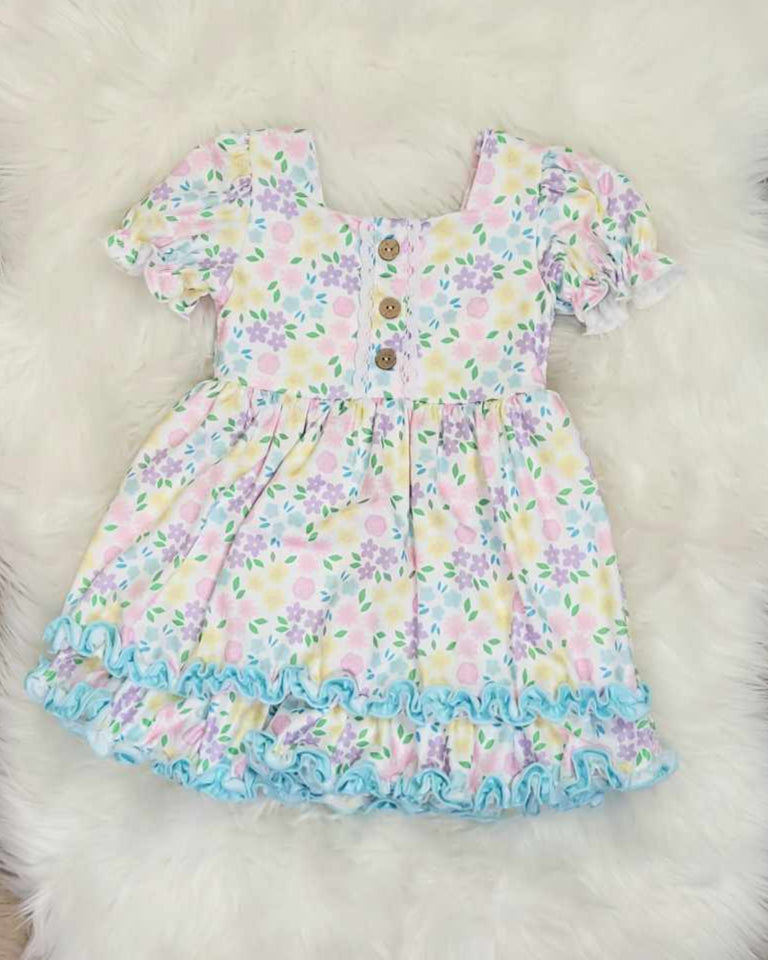 Mint Ruffle Floral Short Sleeve Dress A Touch of Magnolia Boutique