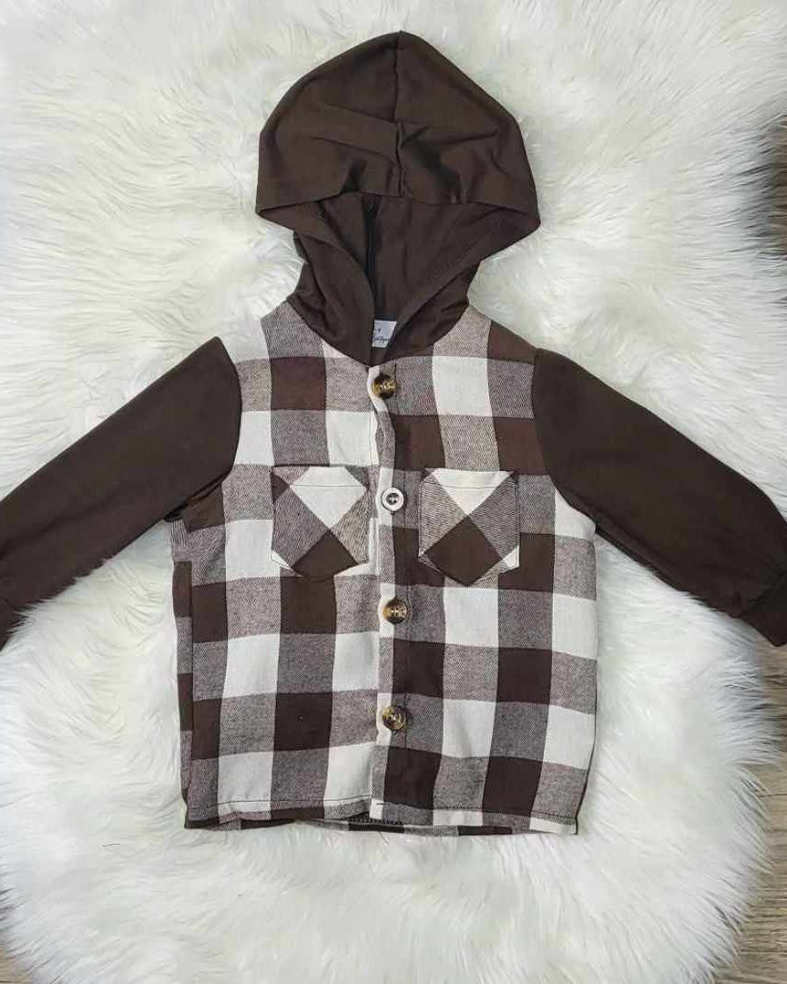 Mom & Me Brown Plaid Hooded Top-Kids A Touch of Magnolia Boutique