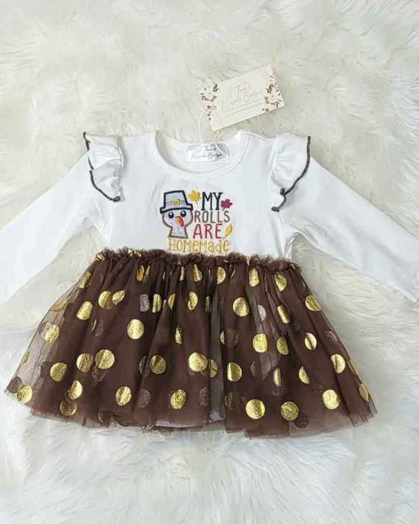 Baby Girl "My Rolls Are Homemade" Skirted Romper A Touch of Magnolia Boutique