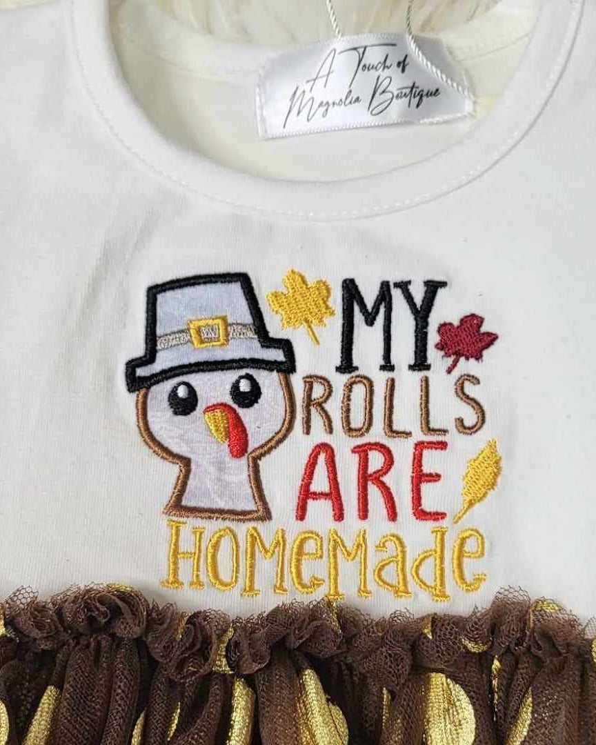 Baby Girl "My Rolls Are Homemade" Skirted Romper A Touch of Magnolia Boutique