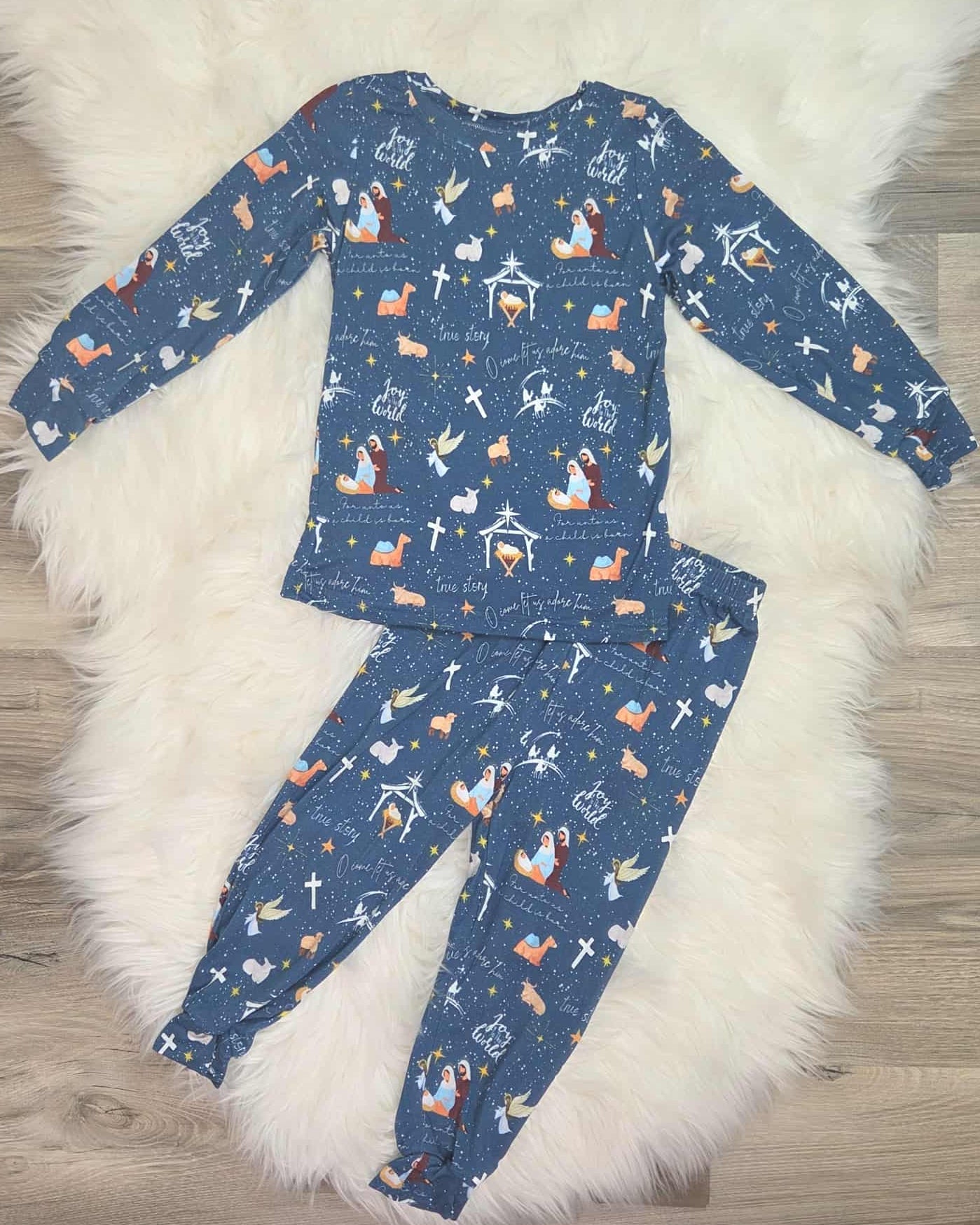 Bamboo Nativity Two-Piece Pajama Set A Touch of Magnolia Boutique