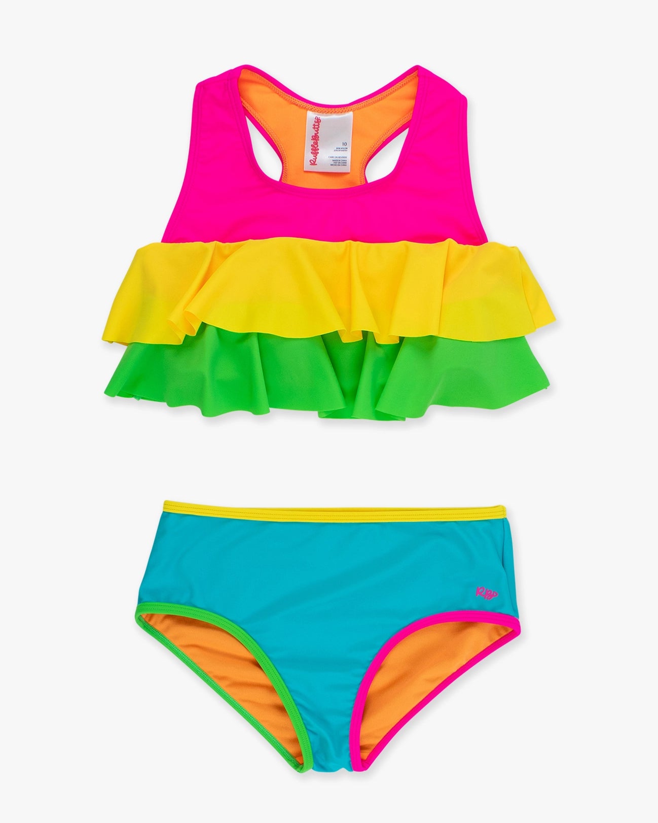 Tween Girls Neon Color Block Flounce Bikini 2-Piece Swimsuit A Touch of Magnolia Boutique