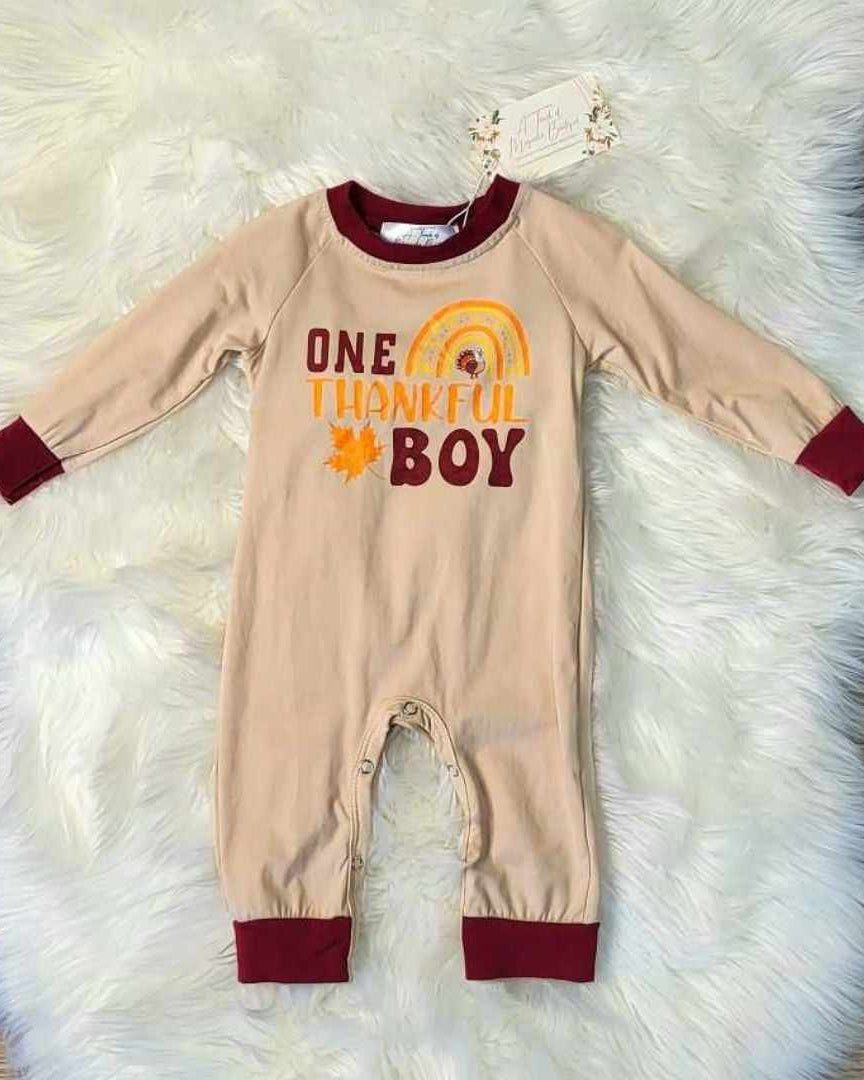 One Thankful Boy Romper A Touch of Magnolia Boutique