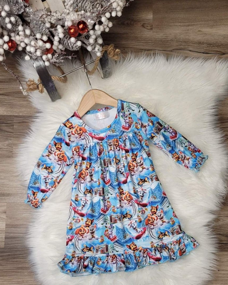 Paw Patrol Holiday Inspired Pajama Gown  A Touch of Magnolia Boutique   
