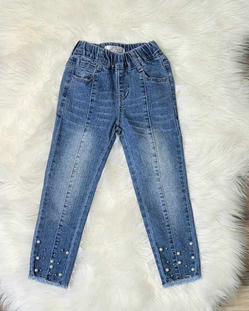 Pearl Embellished Straight Leg Denim Jeans A Touch of Magnolia Boutique