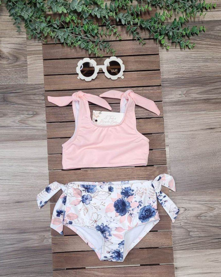 Mom & Me Pink and Blue Floral 2 piece Swimsuit- Kids  A Touch of Magnolia Boutique   