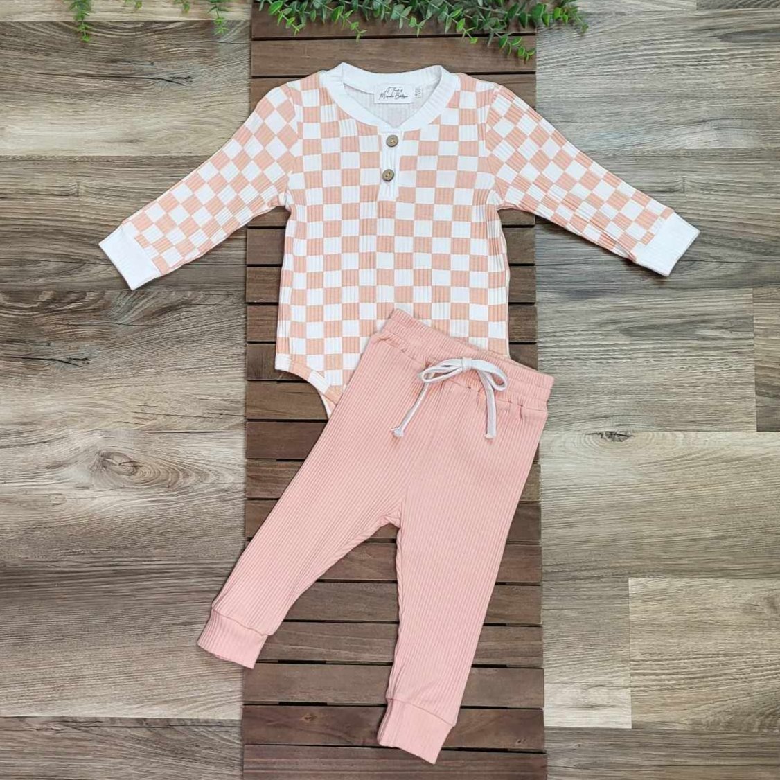 Pink Checkered Onesie Jogger Set A Touch of Magnolia Boutique