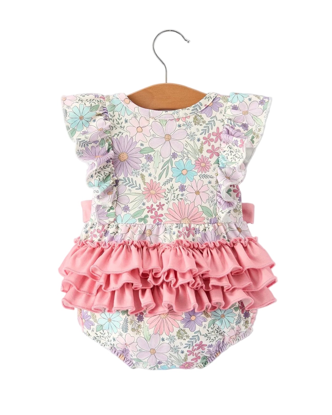 Pink Floral Ruffle Romper A Touch of Magnolia Boutique