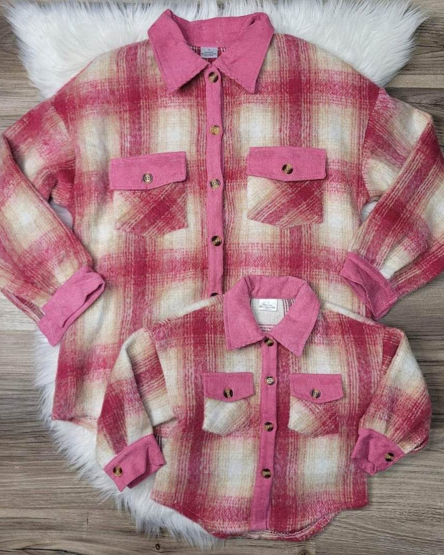 Pink Plaid Fall Shacket- Mom & Me- Kids  A Touch of Magnolia Boutique   