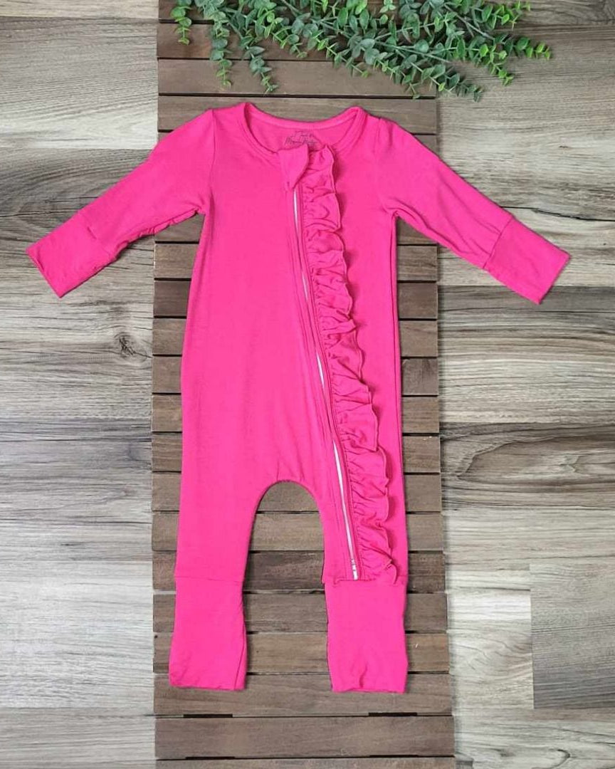 Hot Pink Bamboo Baby Zippie Romper/Sleeper A Touch of Magnolia Boutique