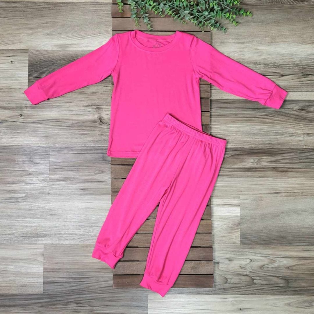 Hot Pink Bamboo Two-Piece Pajama Set A Touch of Magnolia Boutique