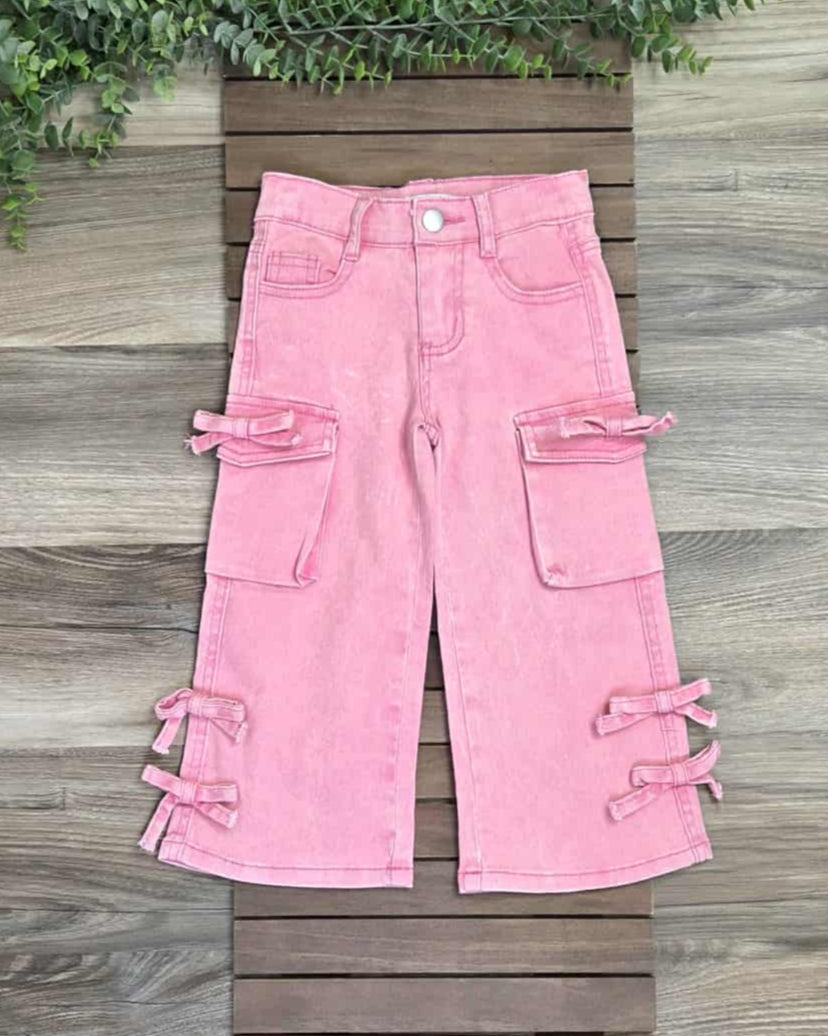 Pink Wide Leg Jeans with Pockets and Bows A Touch of Magnolia Boutique