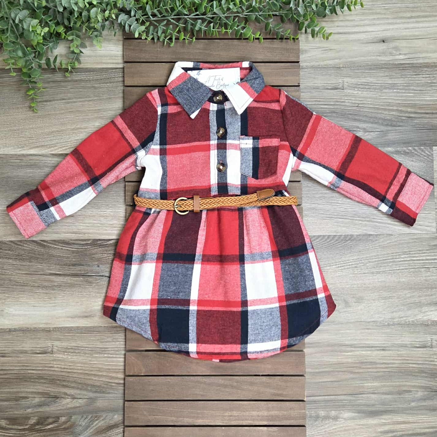 Red Plaid Flannel Dress A Touch of Magnolia Boutique