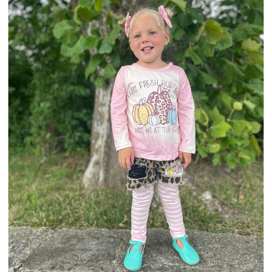 Pumpkin Patch Legging & Leopard Denim Shorts Set A Touch of Magnolia Boutique