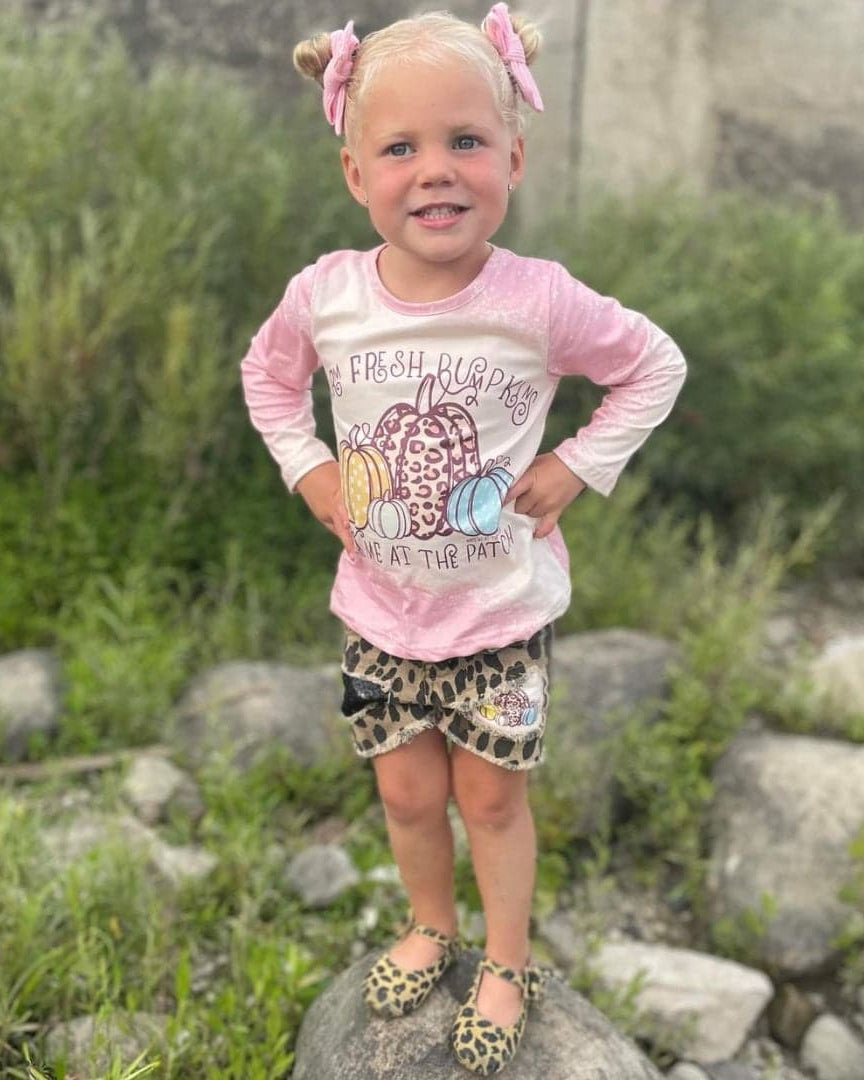 Pumpkin Patch Legging & Leopard Denim Shorts Set A Touch of Magnolia Boutique