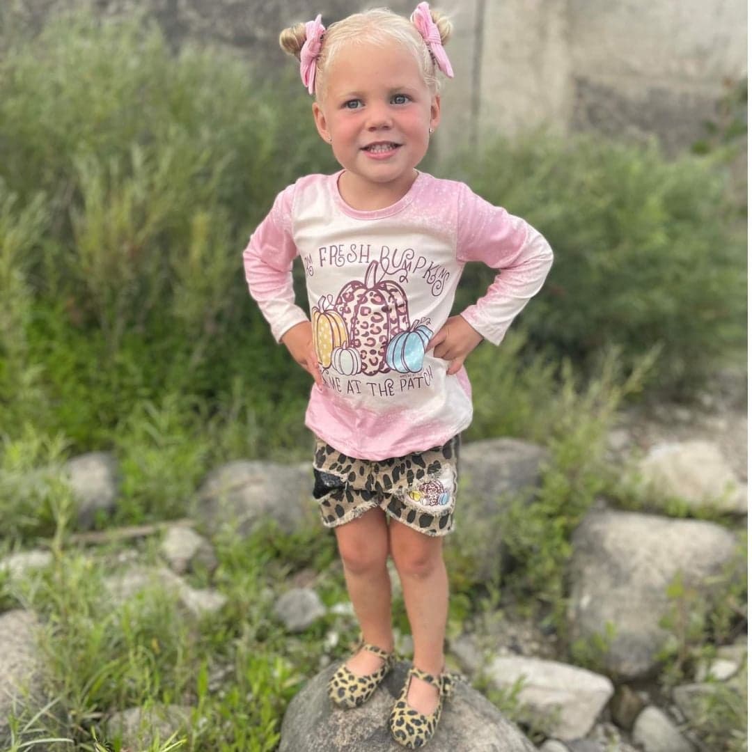 Pumpkin Patch Legging & Leopard Denim Shorts Set A Touch of Magnolia Boutique