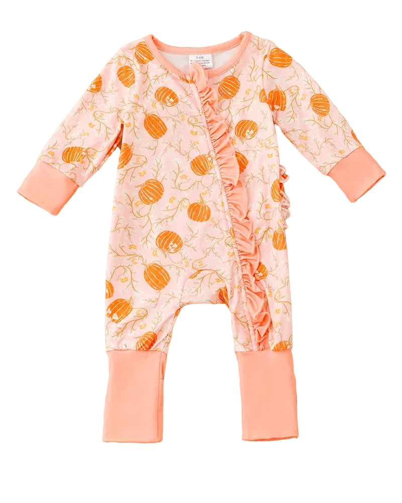 Pumpkin Ruffle Romper A Touch of Magnolia Boutique