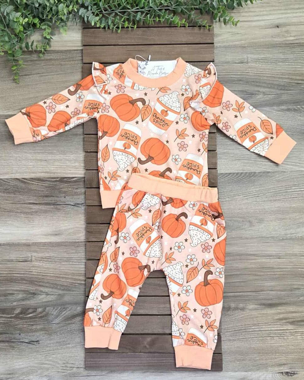 Pumpkin Spice Jogger Set-Baby and Toddler Girls A Touch of Magnolia Boutique